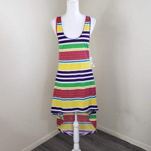 Feathers Colorful Racer Back Long Slug Dress Size Large